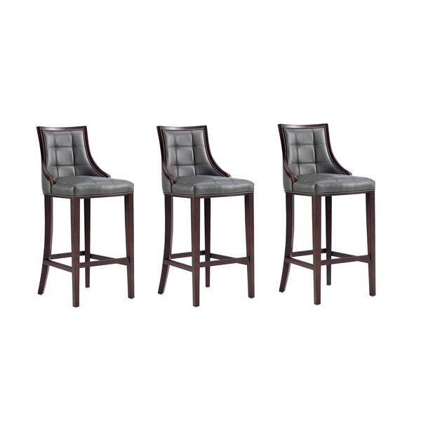 Manhattan Comfort Fifth Avenue Faux Leather Barstool in Pebble Grey- Set of 3 3-BS007-PE - main